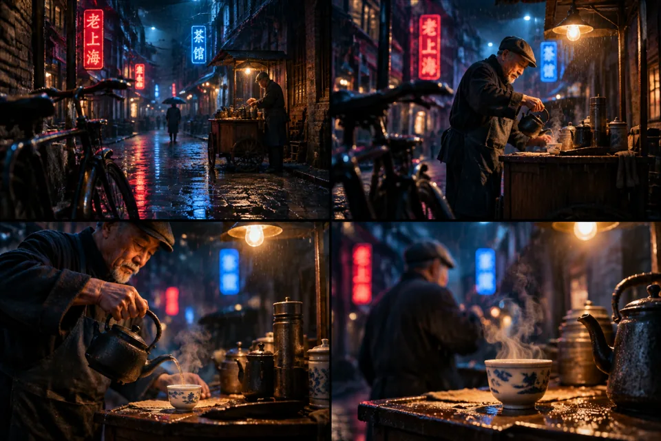 CogVideoX 上海雨夜小巷的分镜预览
