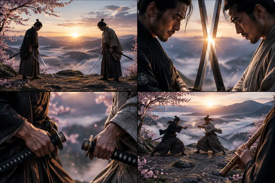 黎明武士决斗（樱花山雾）的分镜预览
