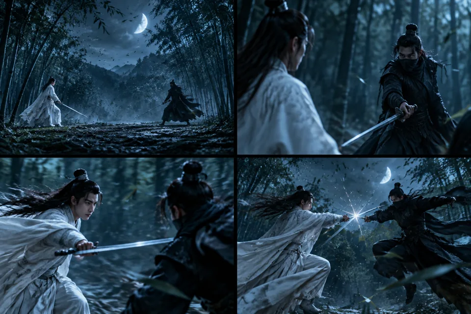 武侠竹林剑斗(中文风格)的分镜预览